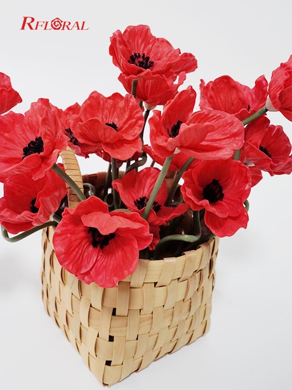 Floral Arrangement Basket With Artificial Poppy Top-Selling in the USA