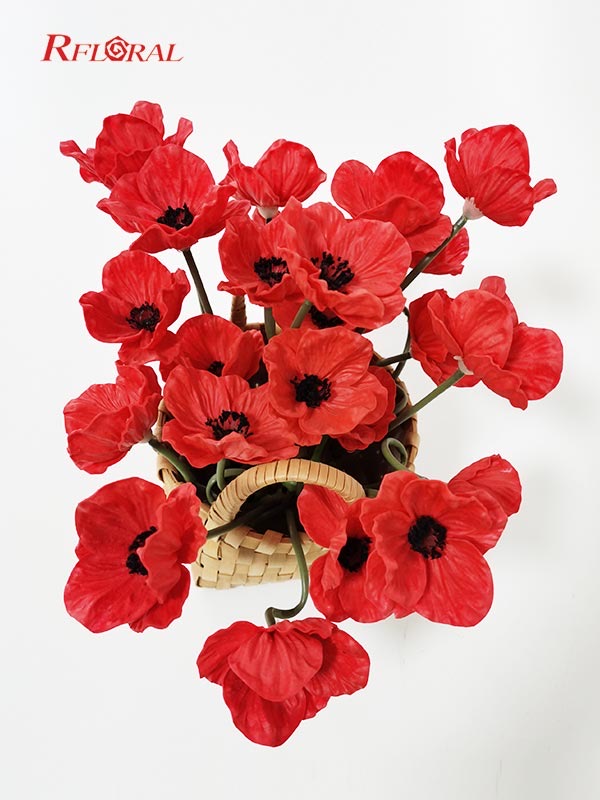 Floral Arrangement Basket With Artificial Poppy Top-Selling in the USA