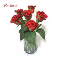 Floral Set Artificial Rose in Glass Vase Handmade Supplier in China