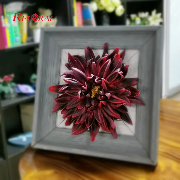 Lovely Flower Arrangement Artificial Flower Dahlia In Frame Home Desk Decoration