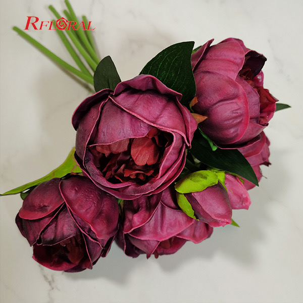 Real Touch Artificial Flower Small Peony Bundle Bridal Bouquet Popular Wedding Centerpiece
