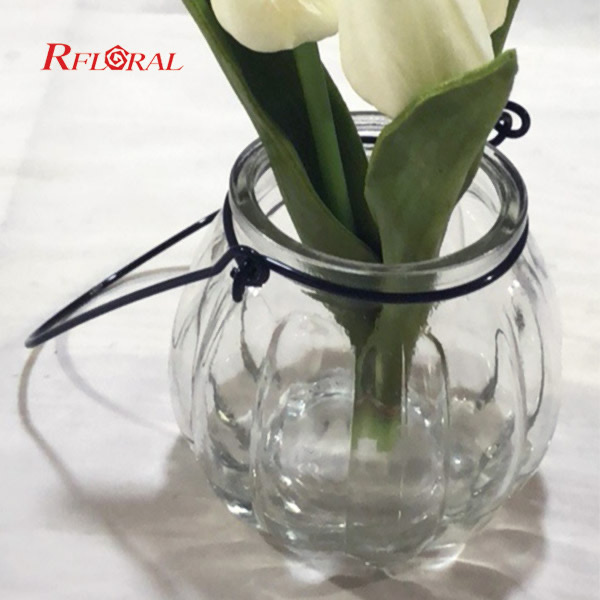 Artificial Flower Tulip Floral Arrangement With Glass Bottle Centerpiece Home Decor 